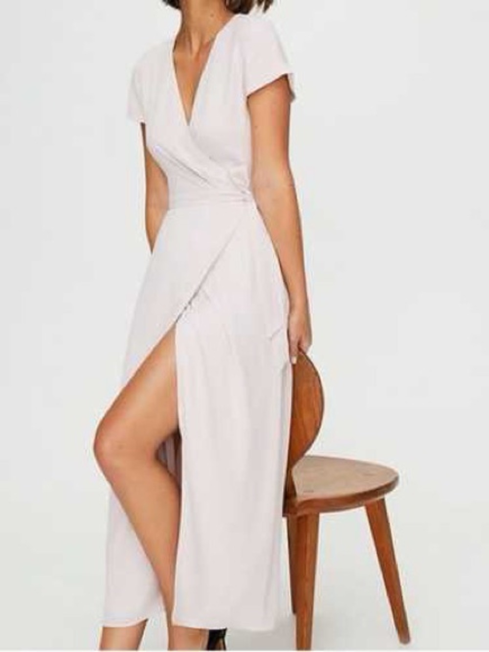 Aritzia Babaton Women’s Wrap Midi Wrap Dress in Dusty Rose